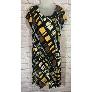 TravelSmith Womens Large Liquid Knit Packable Colorful Patterned Dress